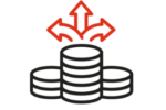 Icon of stacked coins that are growing, symbolizing wealth creation
